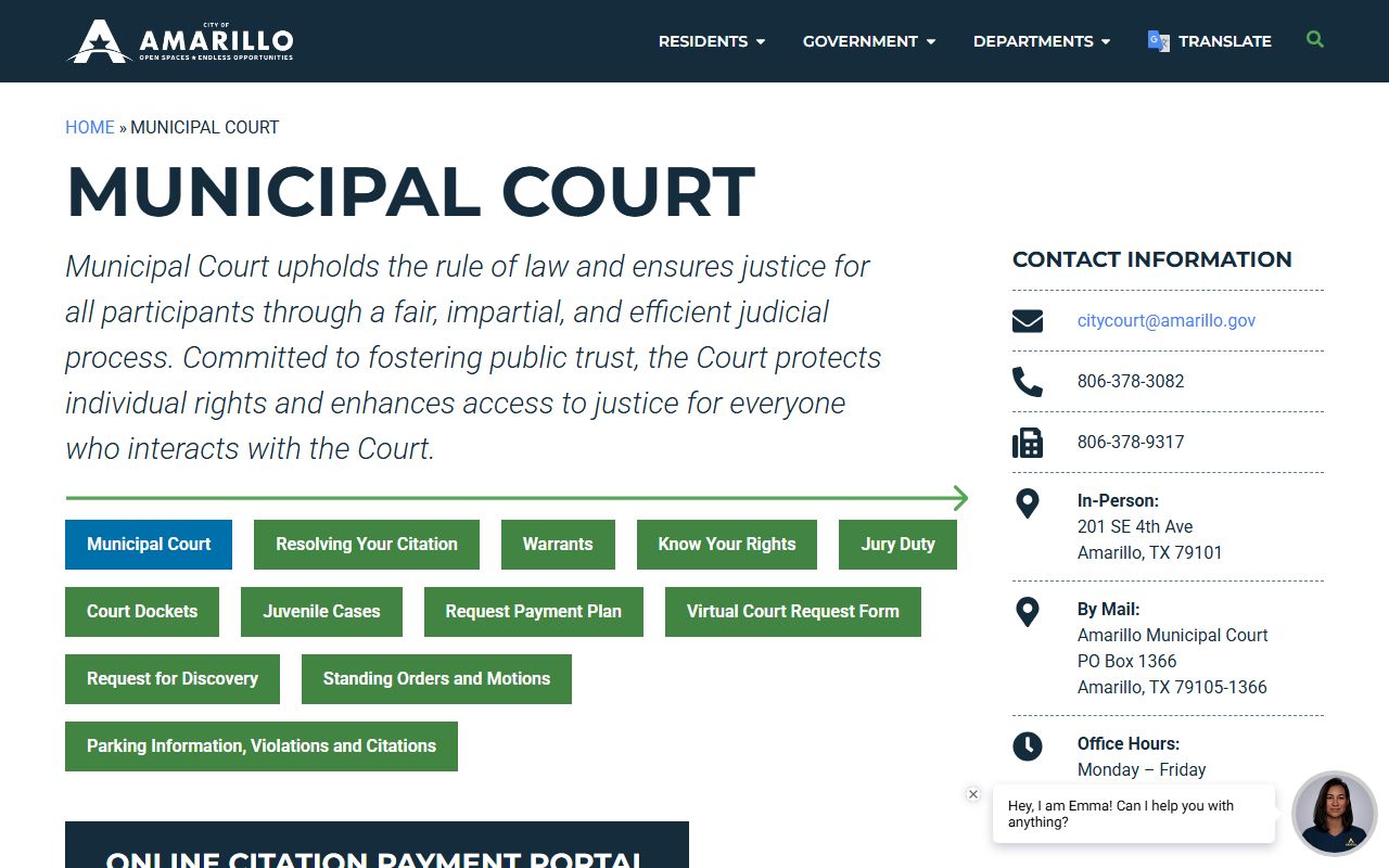 Amarillo Municipal Court warrant records search
