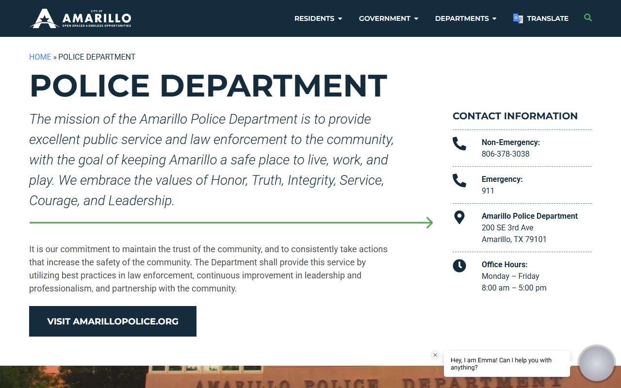 Amarillo Police Department warrant records division