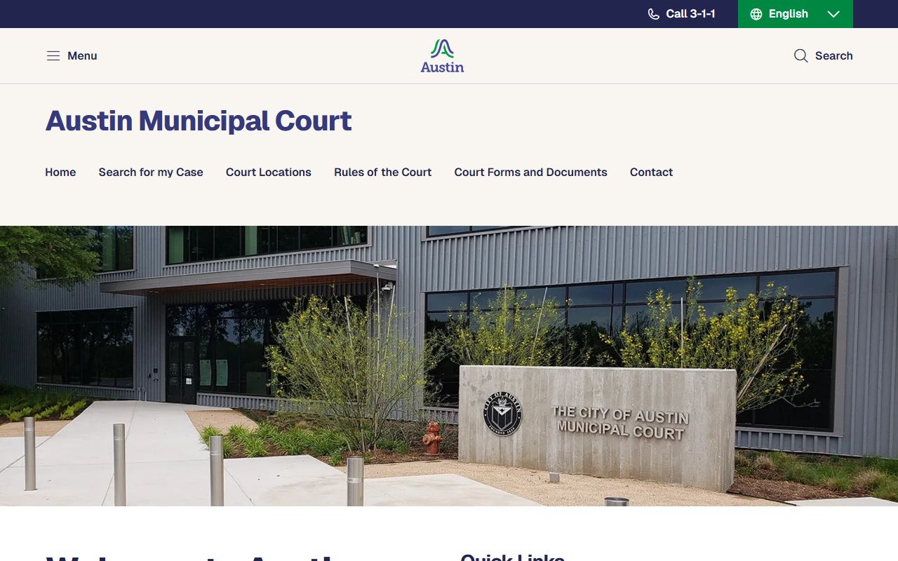 Austin Municipal Court warrant search page