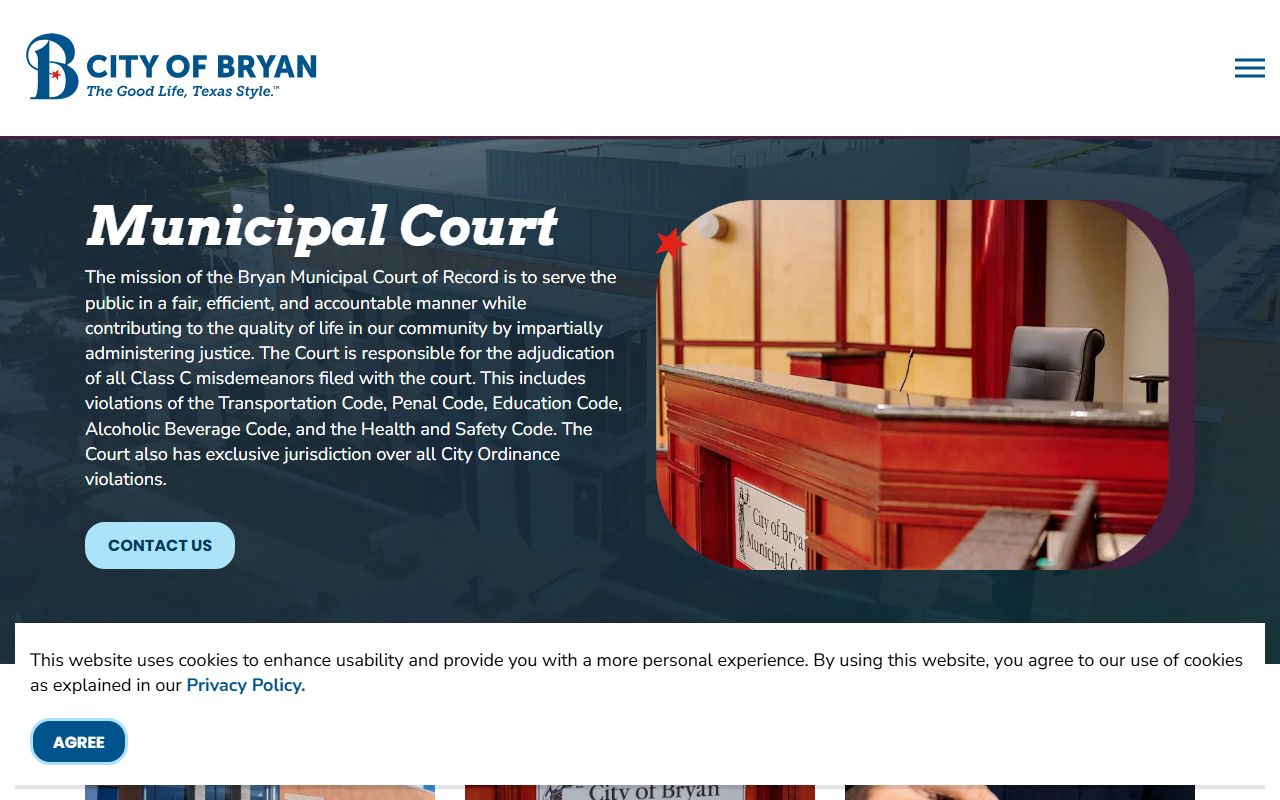 Bryan Municipal Court page for warrant and citation search