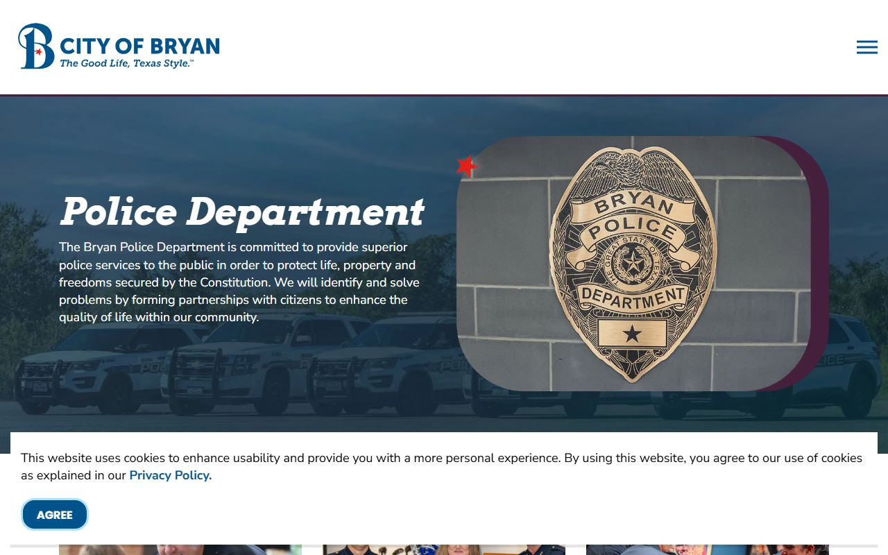 Bryan Police Department records division page for warrant records