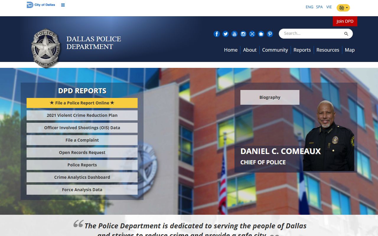 Dallas Police Department records page