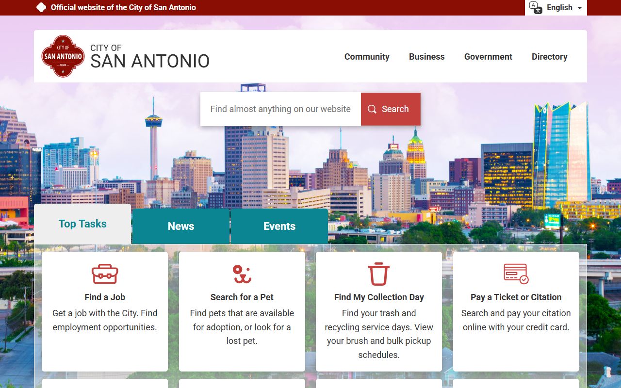 City of San Antonio official website for warrant records