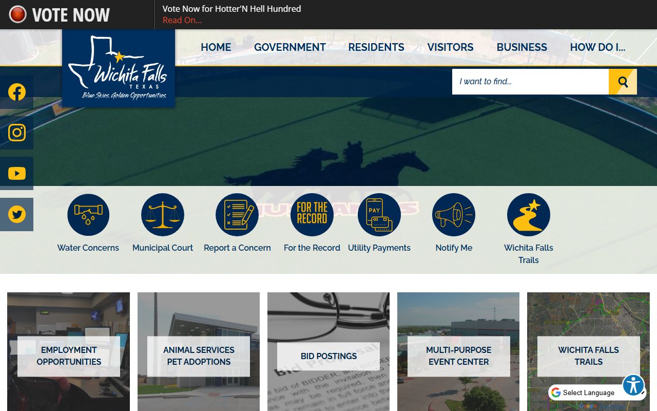 Wichita Falls official website for warrant records and city services