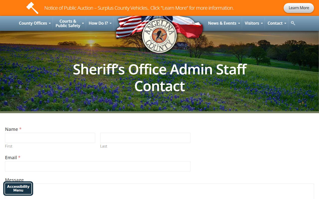 Angelina County Sheriff's Office warrant records page