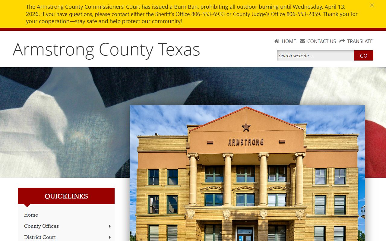 Armstrong County official website for warrant records