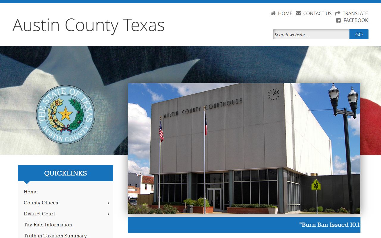 Austin County official website for warrant records