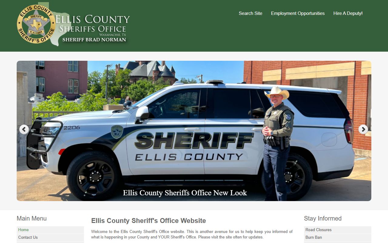 Ellis County Sheriff's Office website for warrant records