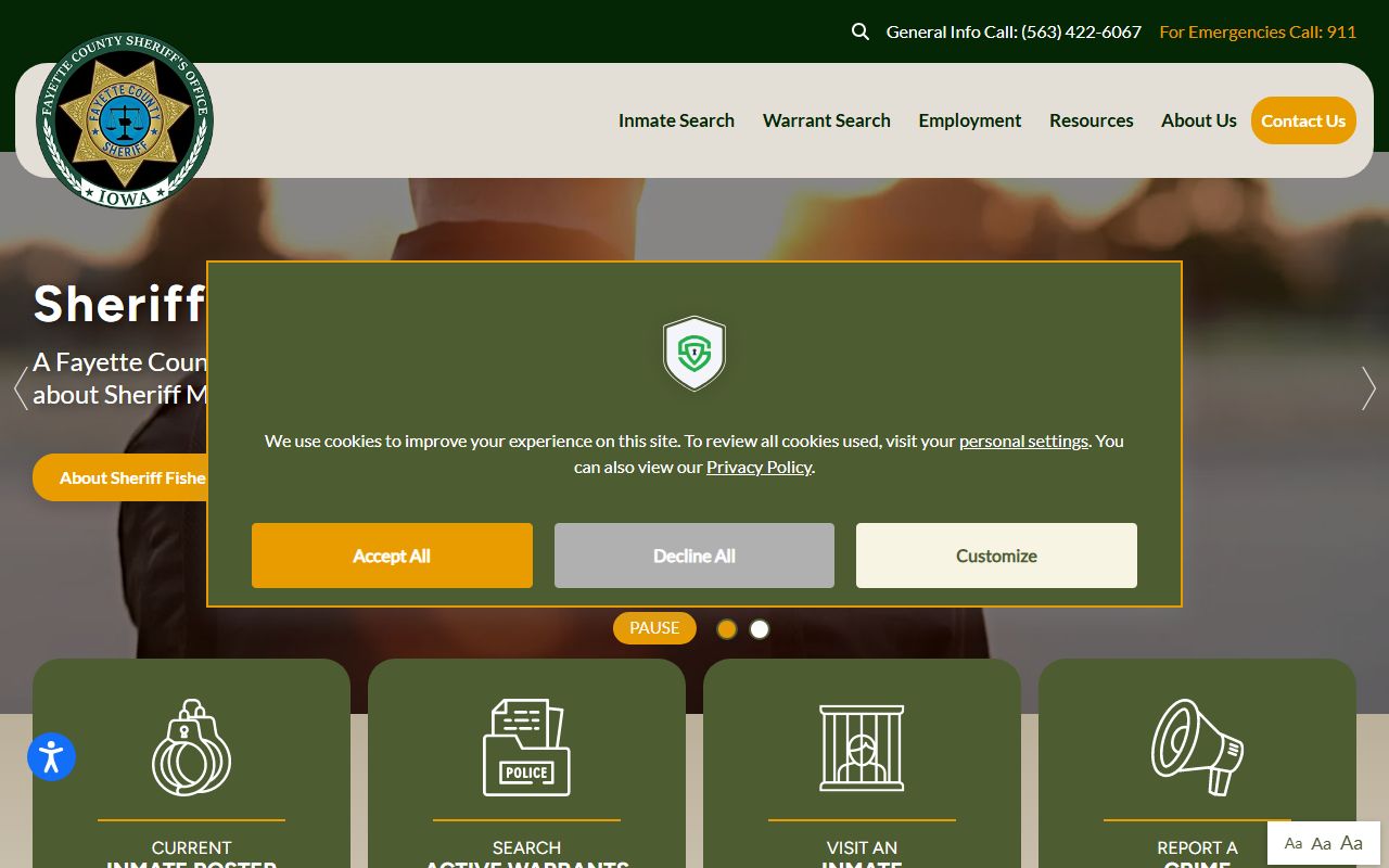 Fayette County Sheriff's Office website for warrant records