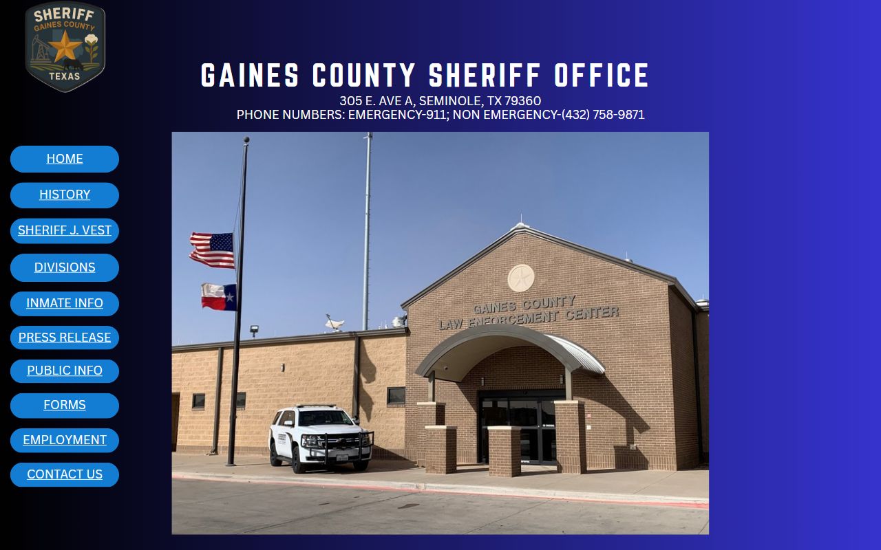 Gaines County Sheriff's Office website for warrant records
