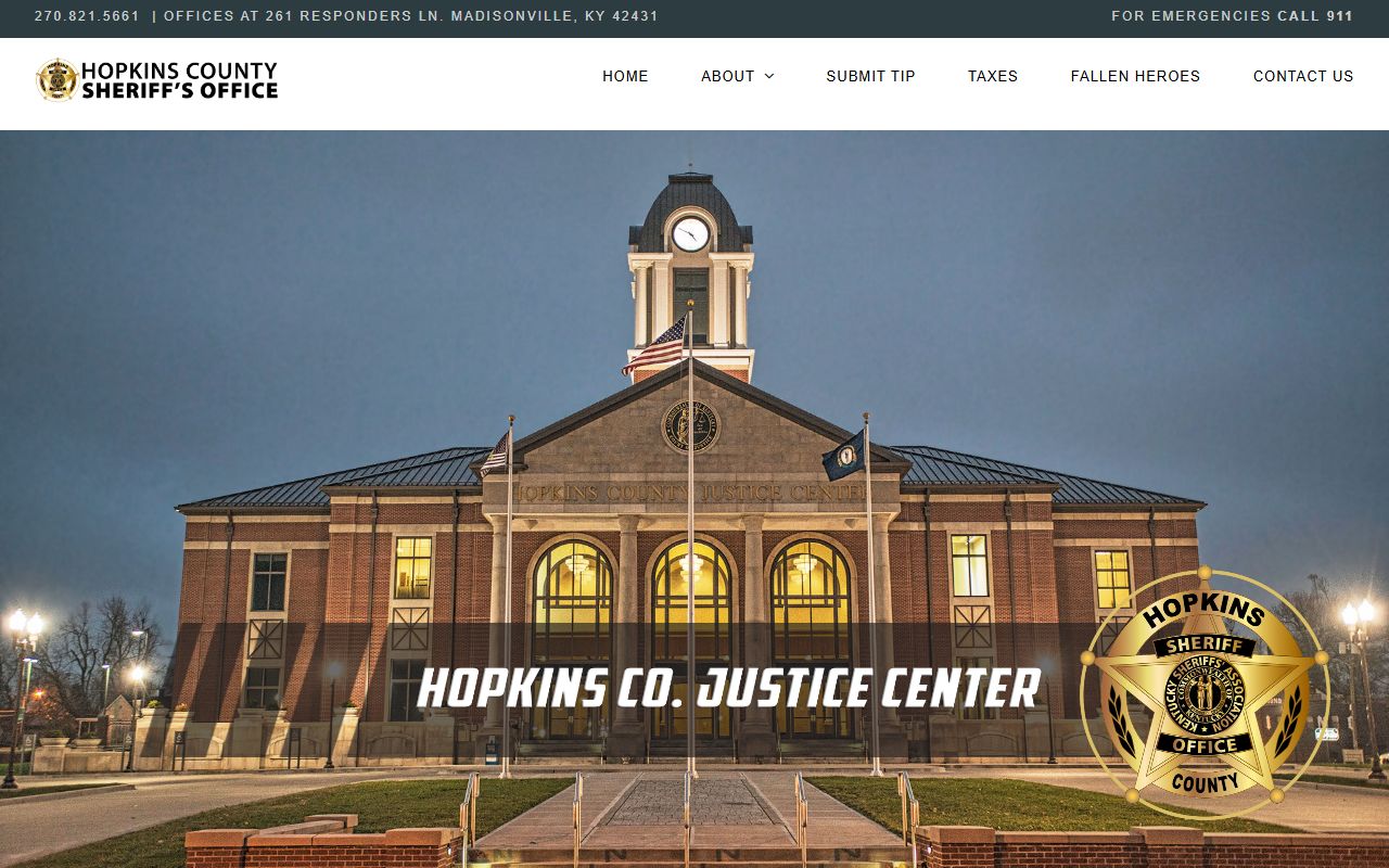 Hopkins County Sheriff's Office website for warrant records
