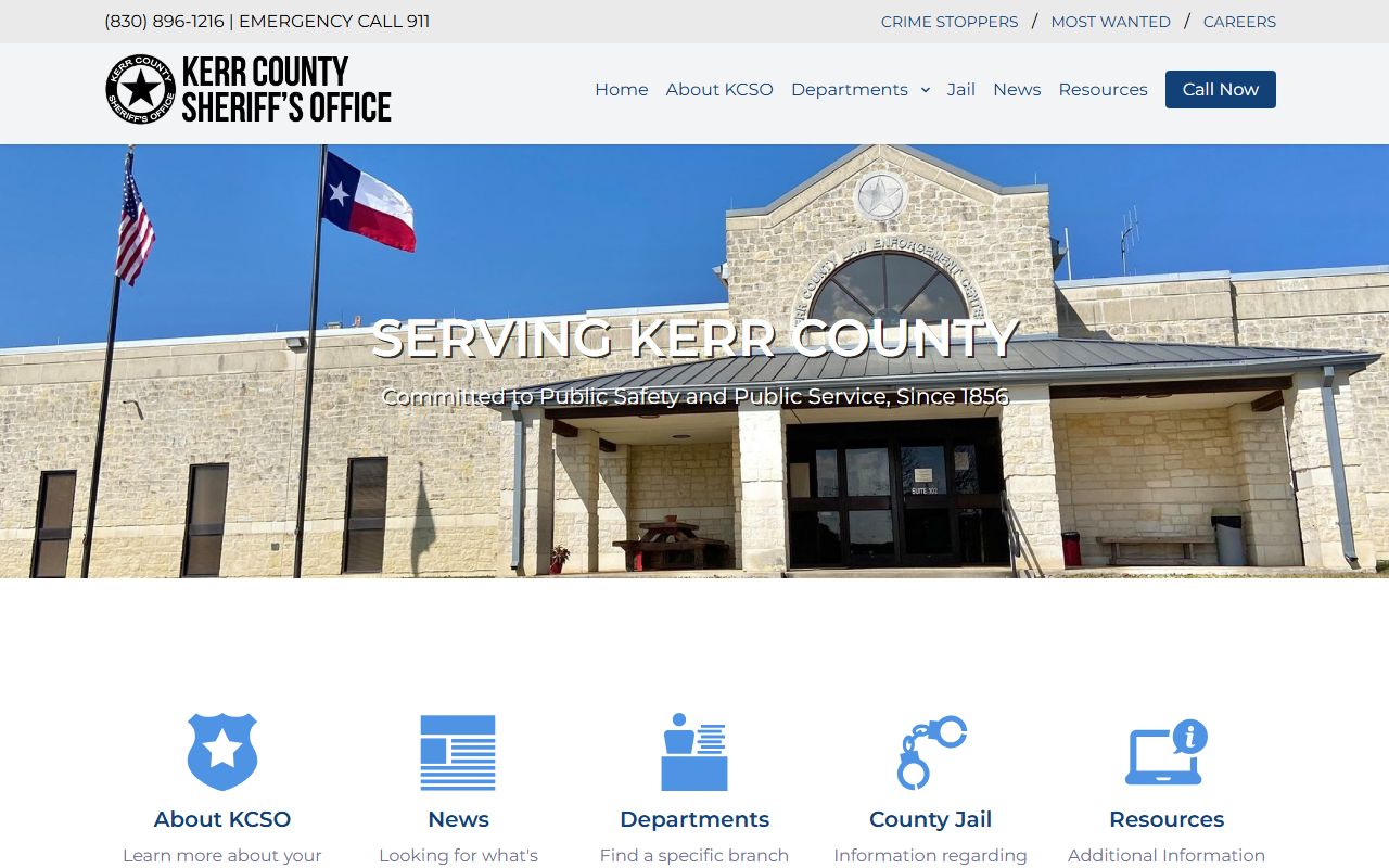 Kerr County Sheriff's Office website for warrant records