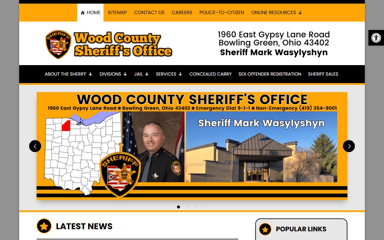 Wood County Sheriff website for warrant records
